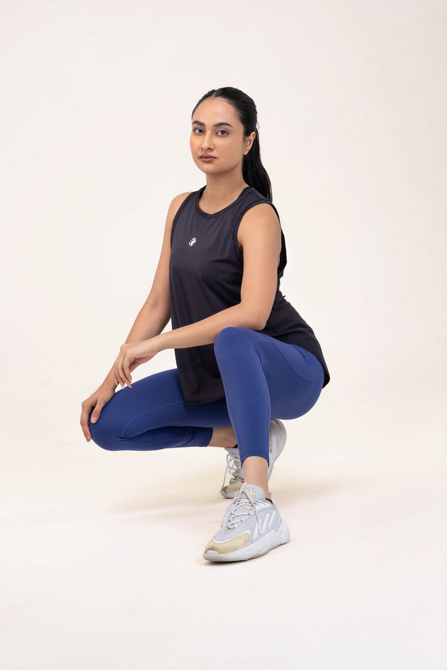 Red Husky Loose Training Tank — Black — lifestyle — studio