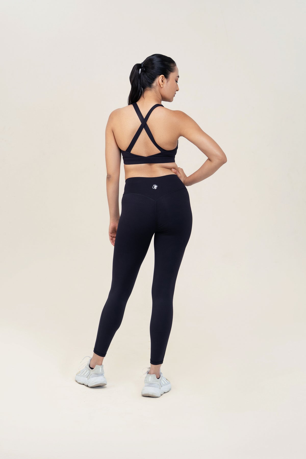 Red Husky Premium Sculpt Leggings — Black — back — studio
