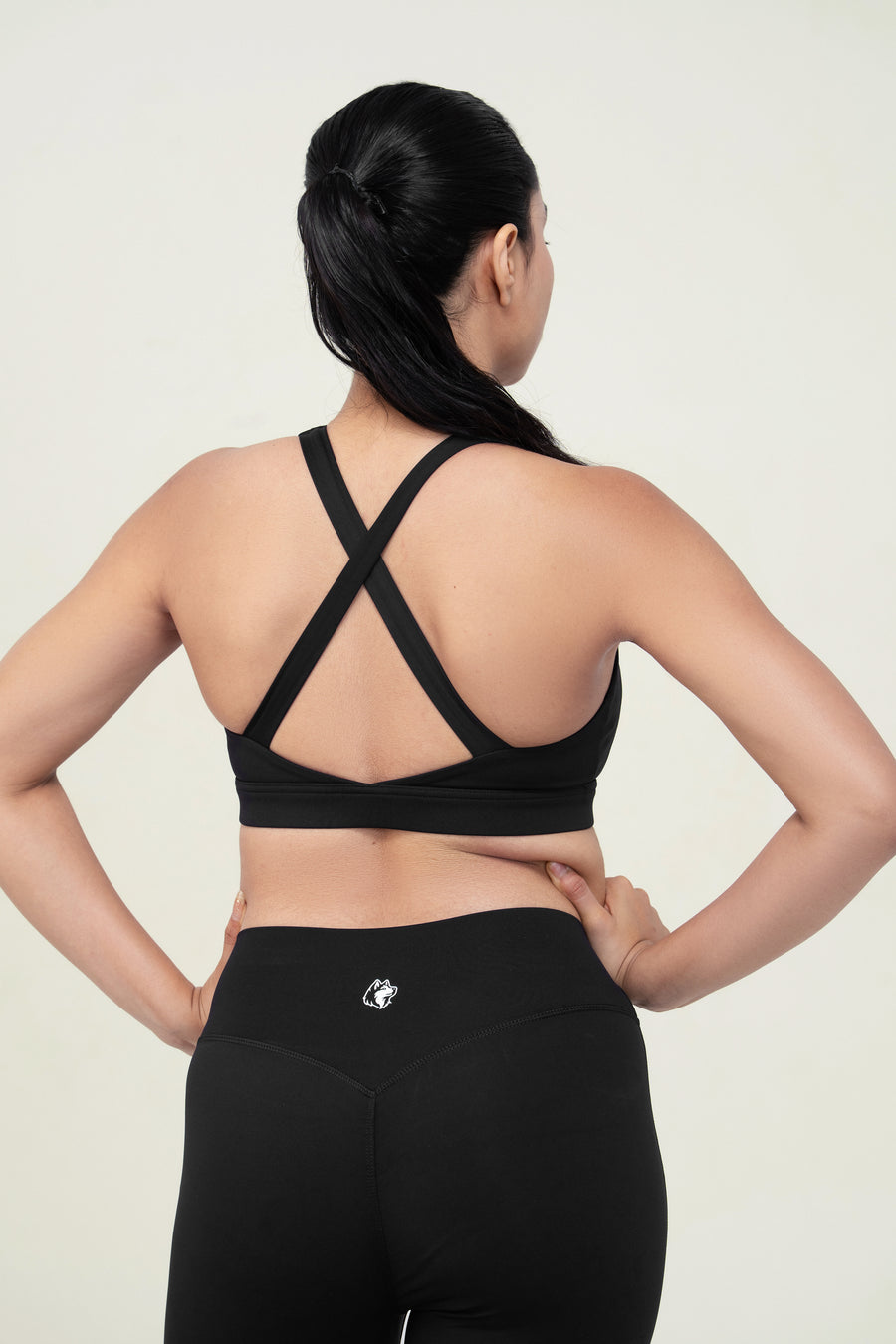 Red Husky Sculpt Sports Bra — Black — detail — studio
