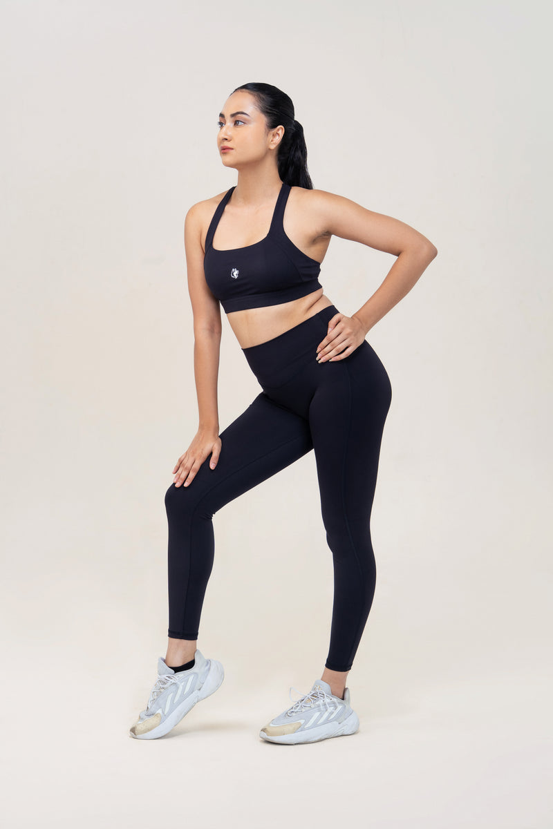 Red Husky Premium Sculpt Leggings — Black — side — studio