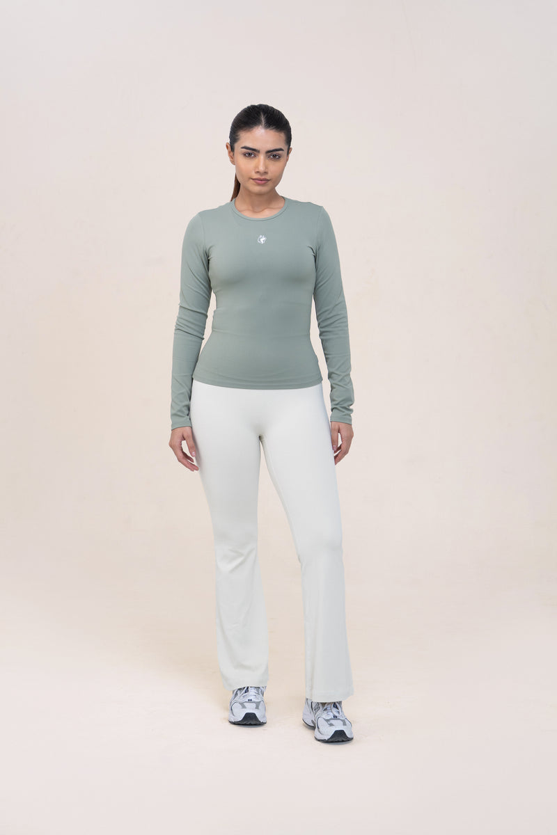 Red Husky Long Sleeve Training Top — Basil Green — front — studio