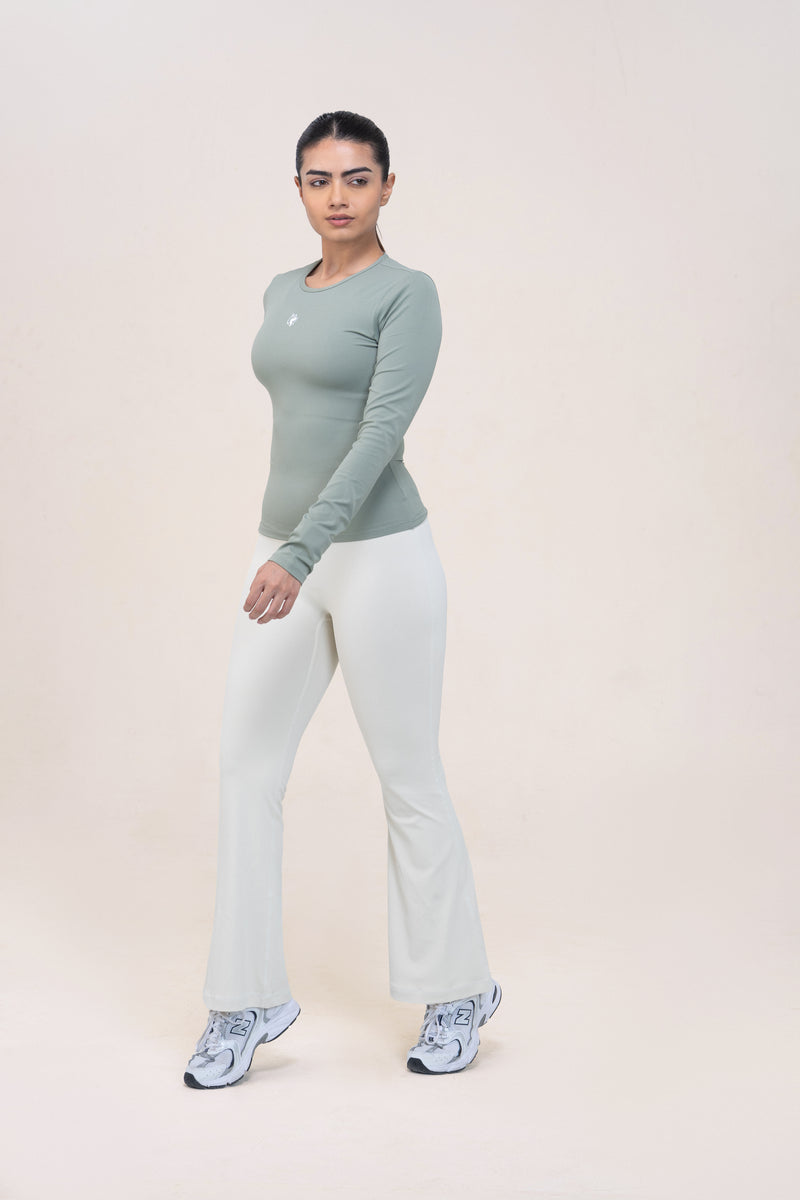 Red Husky Long Sleeve Training Top — Basil Green — side — studio