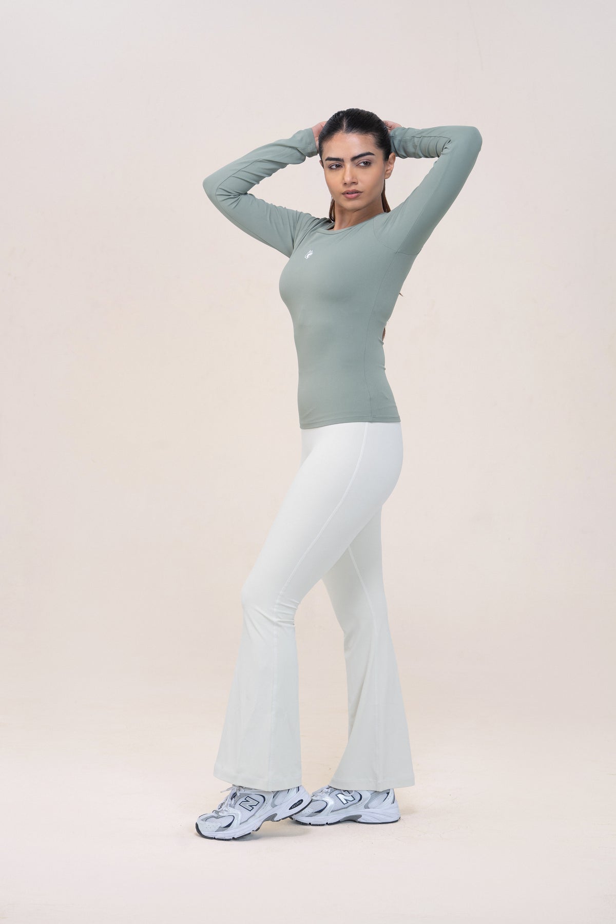 Red Husky Long Sleeve Training Top — Basil Green — lifestyle — studio