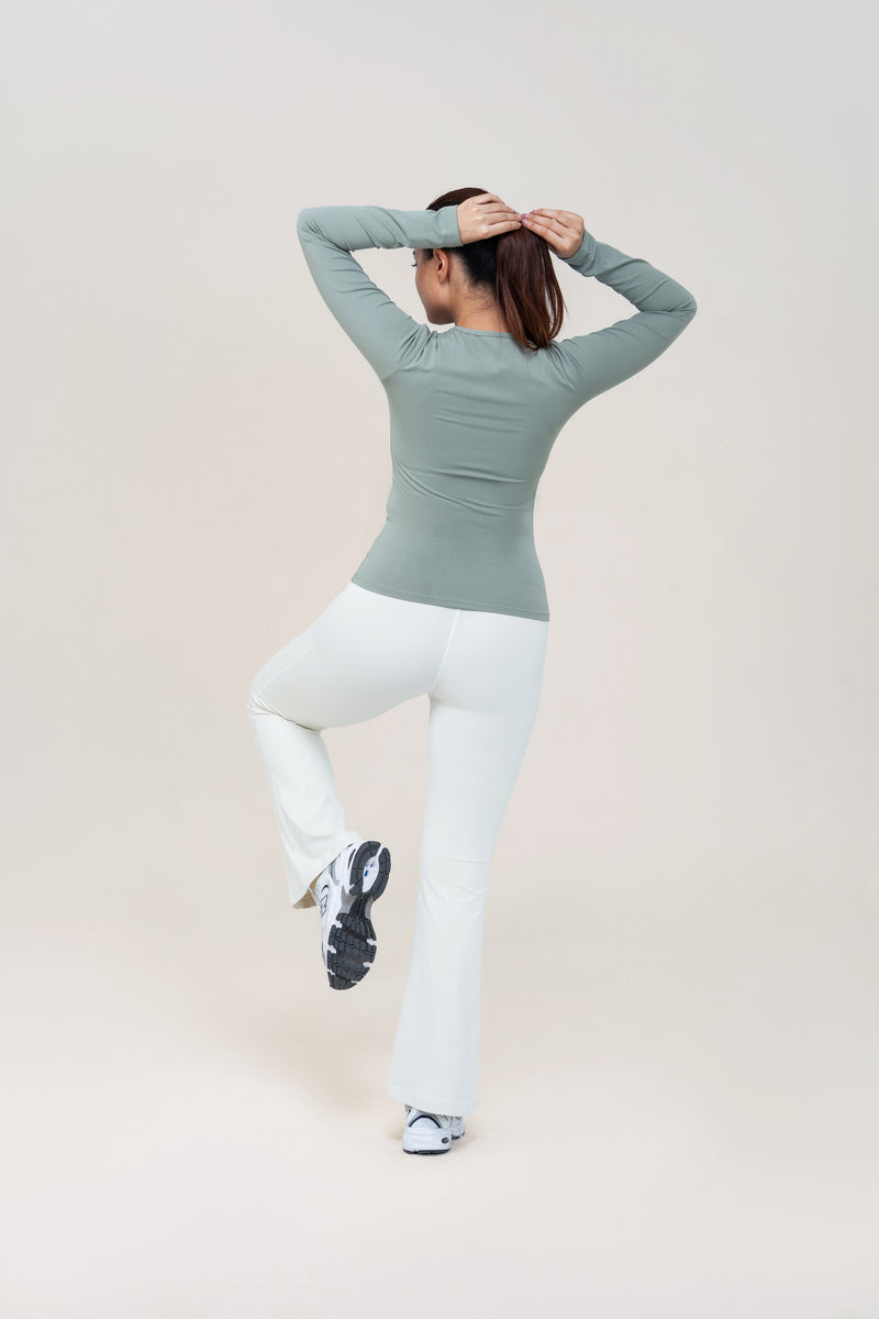Flare Fit Sculpt Leggings — Ivory White — lifestyle — studio