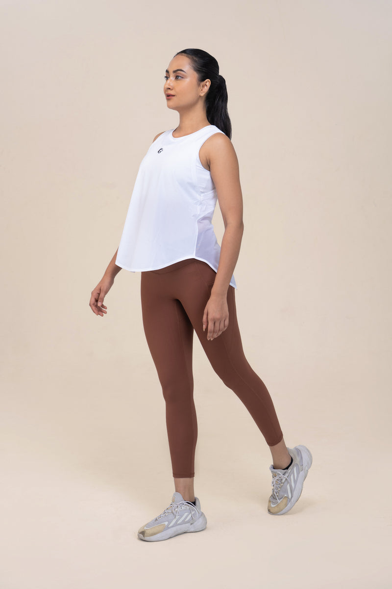 Red Husky Loose Training Tank — White — side — studio