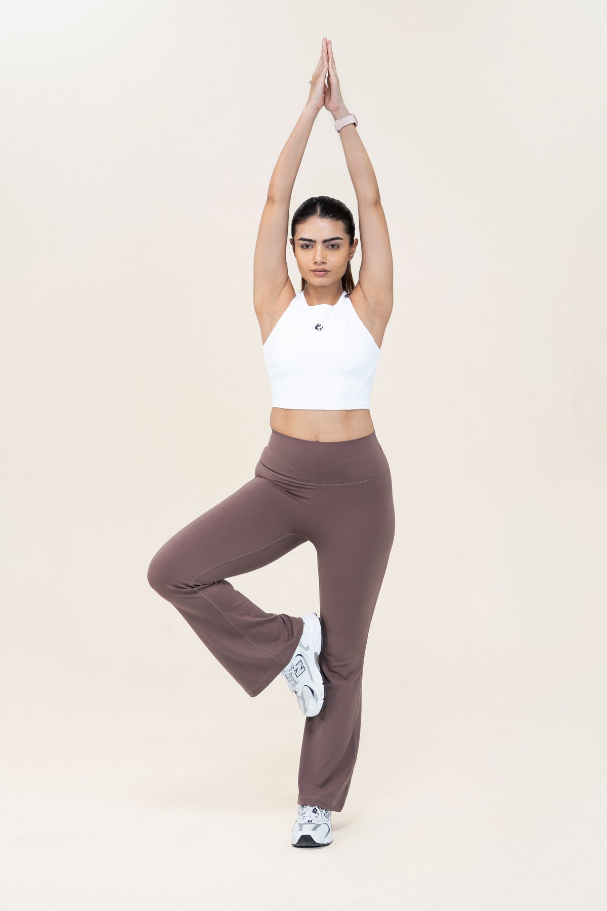 Flare Fit Sculpt Leggings — Dusty Brown — lifestyle — studio
