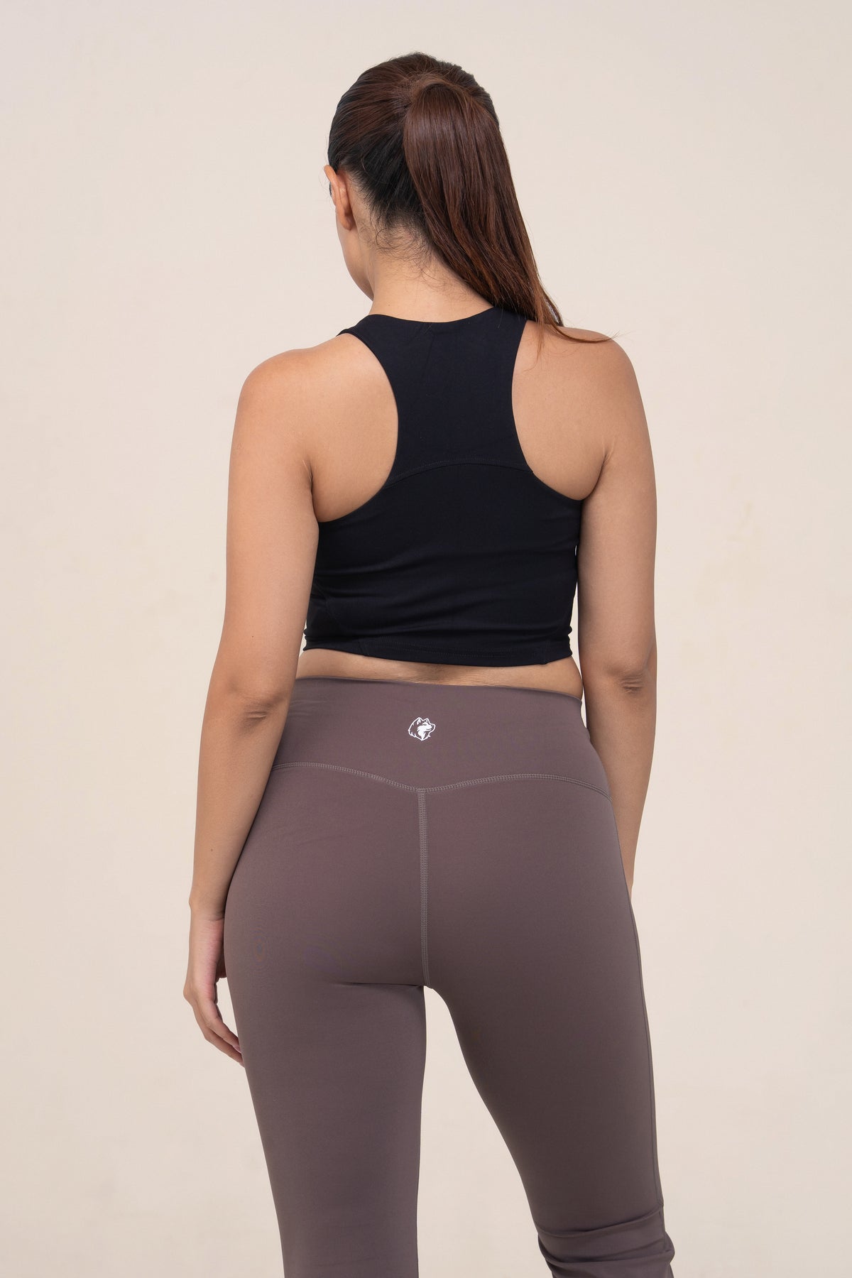 Red Husky High Neck Sculpt Tank — Black — back — studio