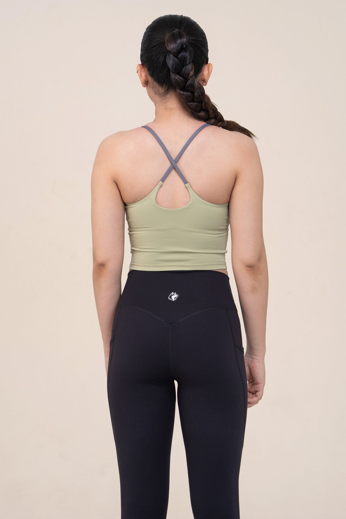Red Husky Sculpt Activewear Vest — Cardamom Green — back — studio