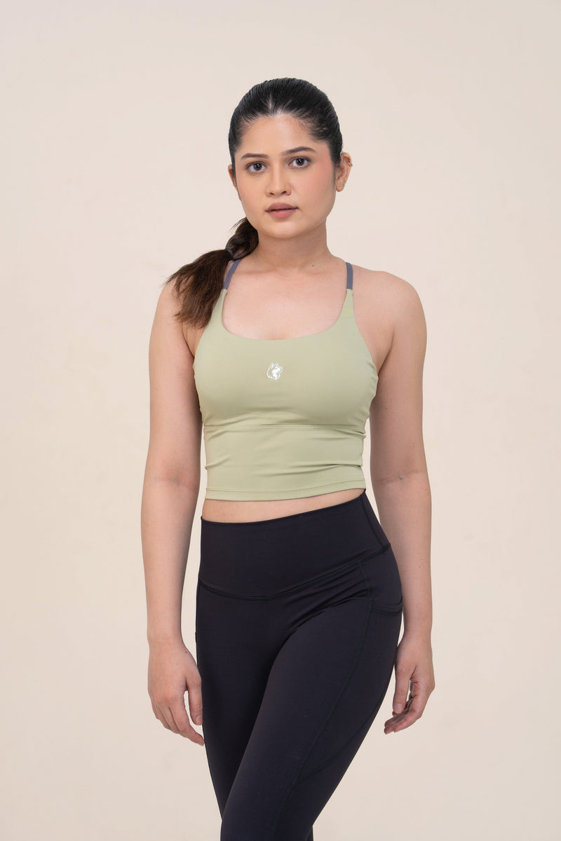 Red Husky Sculpt Activewear Vest — Cardamom Green — detail — studio