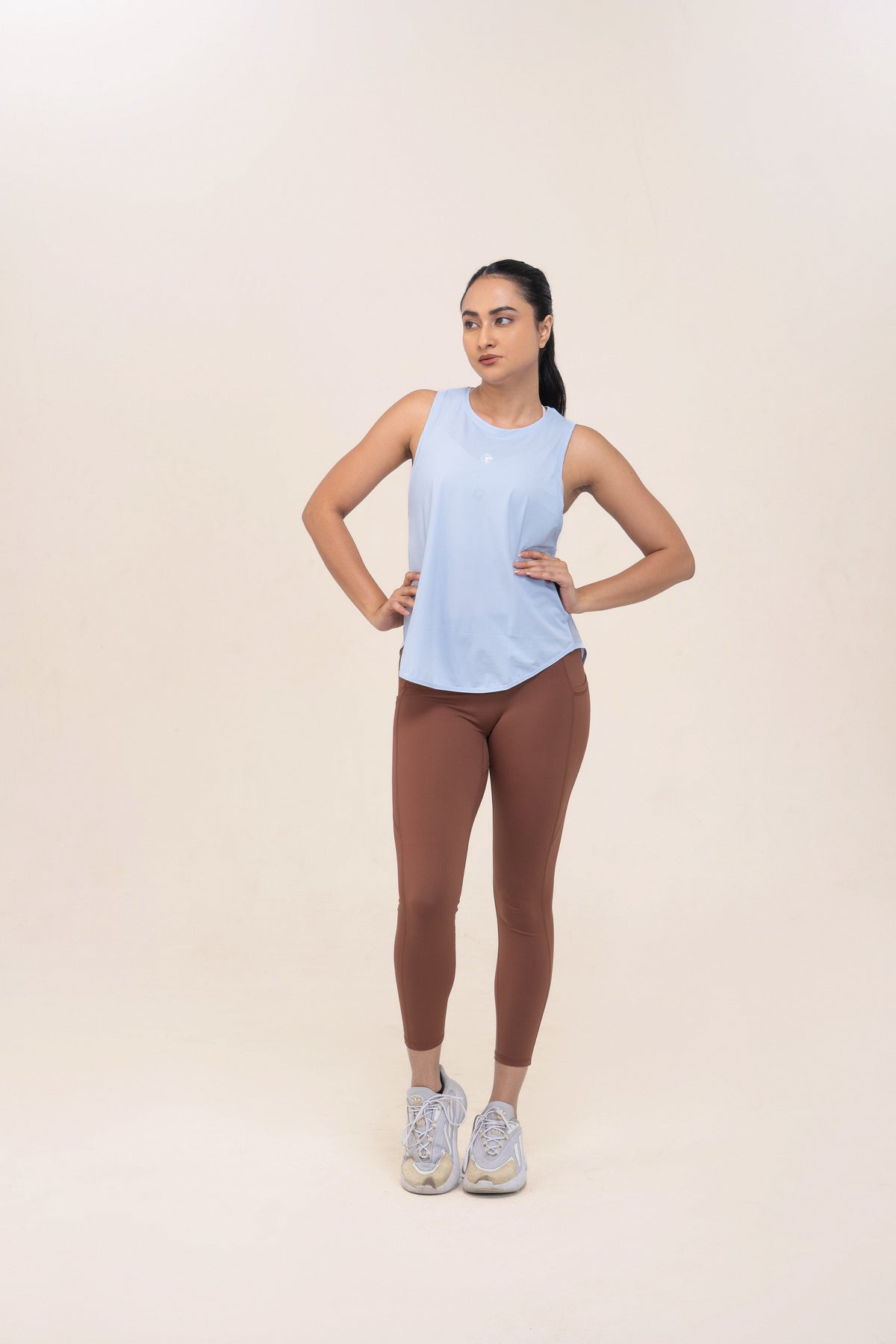 Red Husky Loose Training Tank — Windmill Light Blue — front — studio
