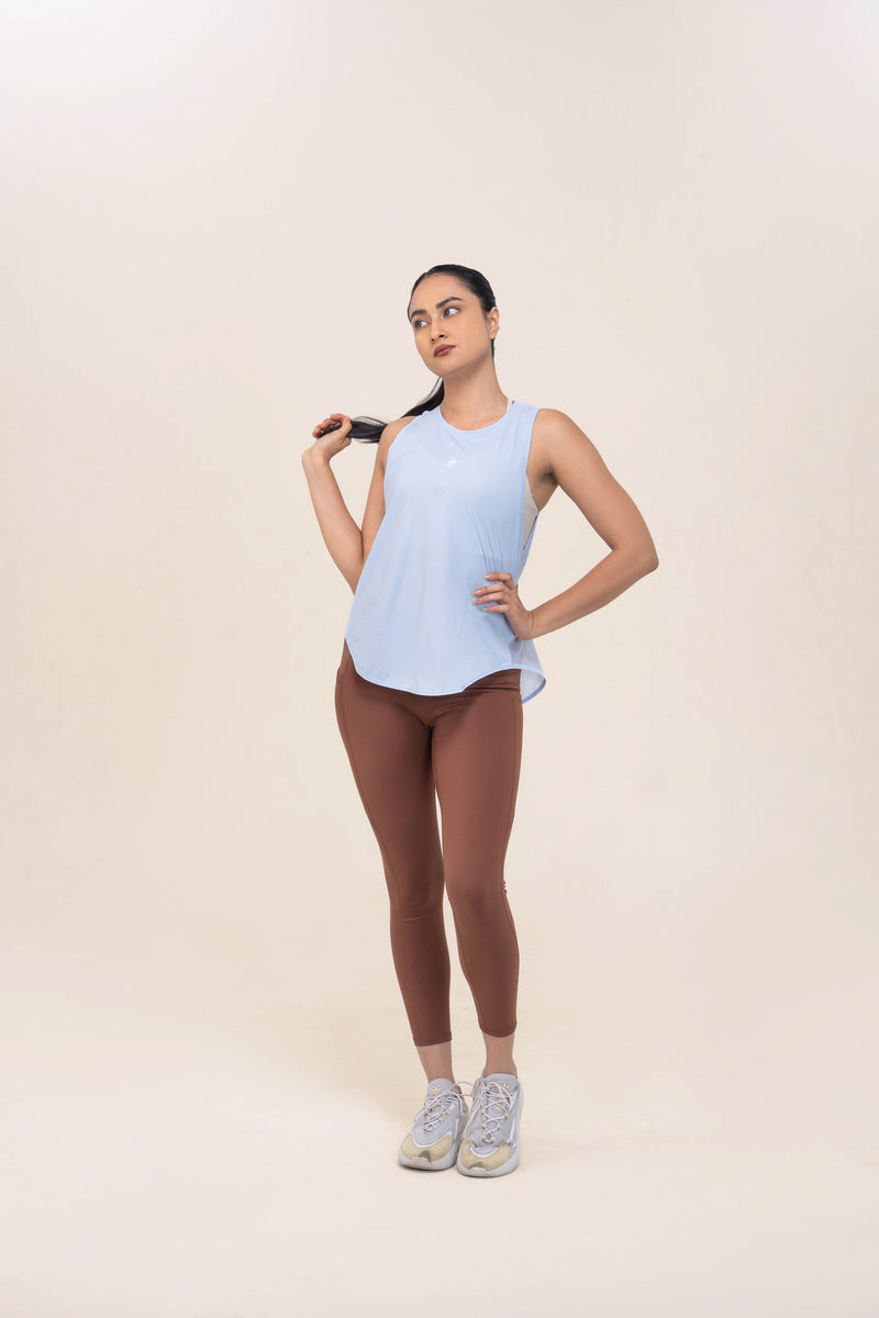 Red Husky Loose Training Tank — Windmill Light Blue — side — studio