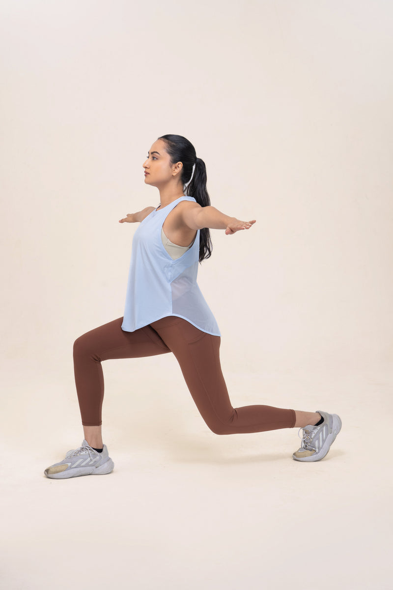 Red Husky Loose Training Tank — Windmill Light Blue — lifestyle — studio