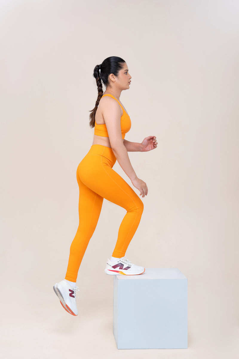 Red Husky Premium Sculpt Leggings — Orange — lifestyle — studio