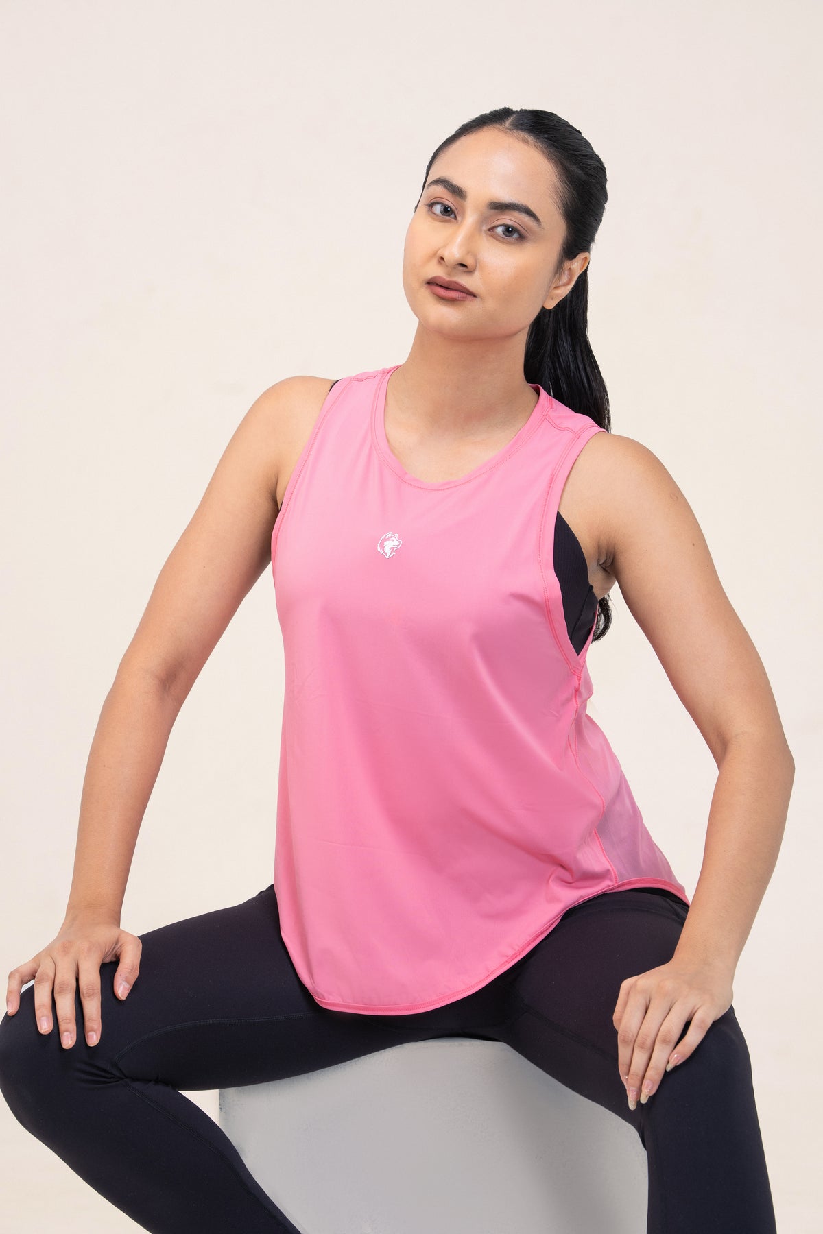 Red Husky Loose Training Tank — Cherry Blossom Pink — lifestyle — studio