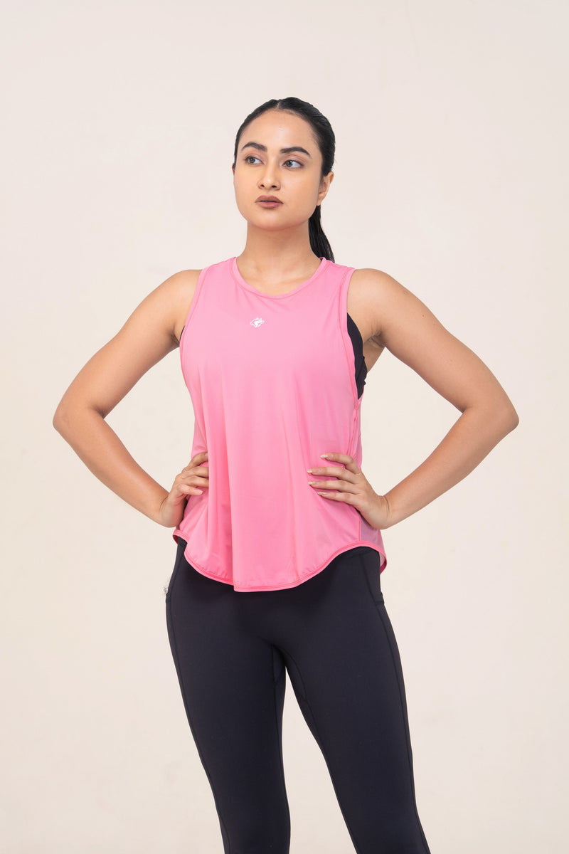 Red Husky Loose Training Tank — Cherry Blossom Pink — front — studio