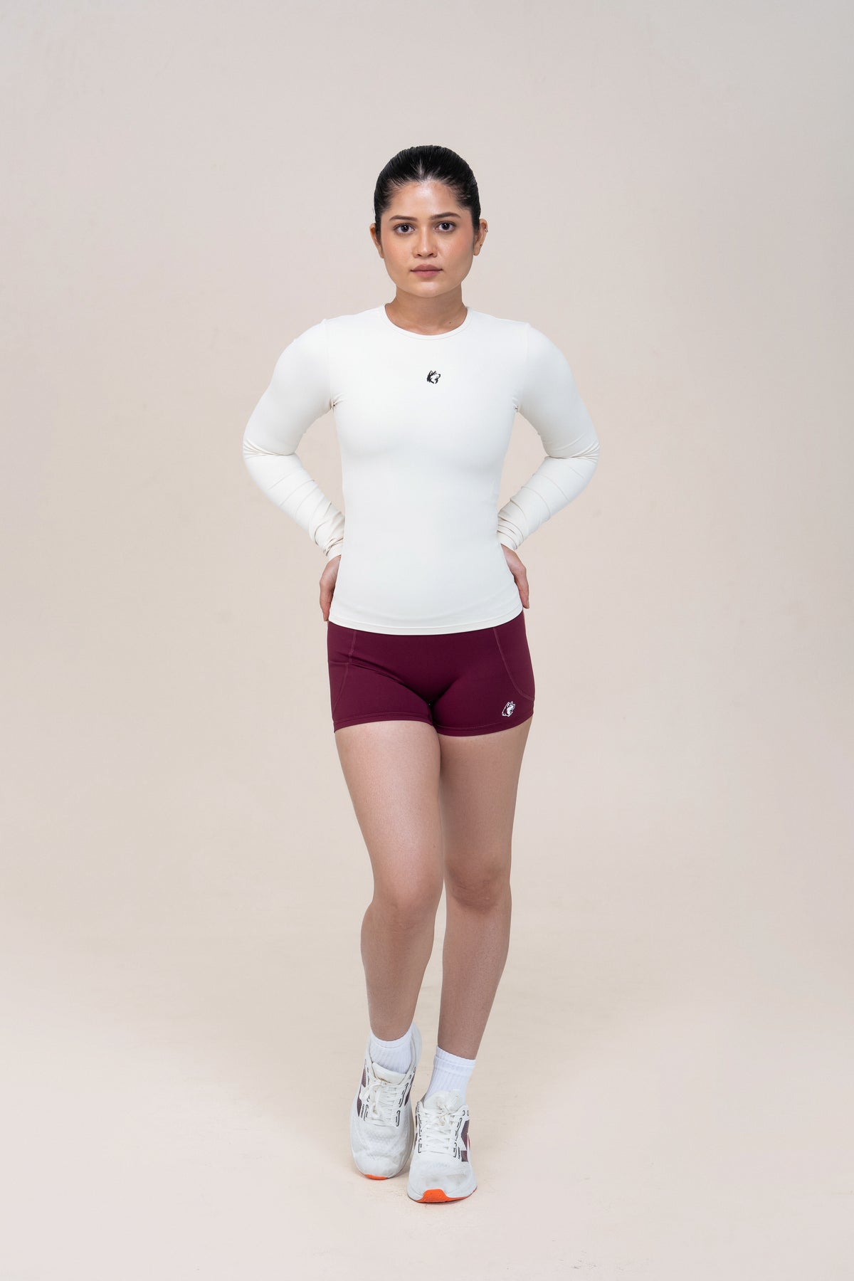 Red Husky Compression Shorts — Burgundy — front — studio