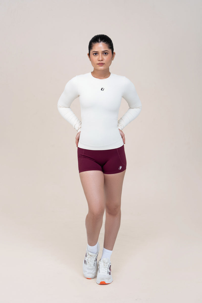 Red Husky Compression Shorts — Burgundy — front — studio