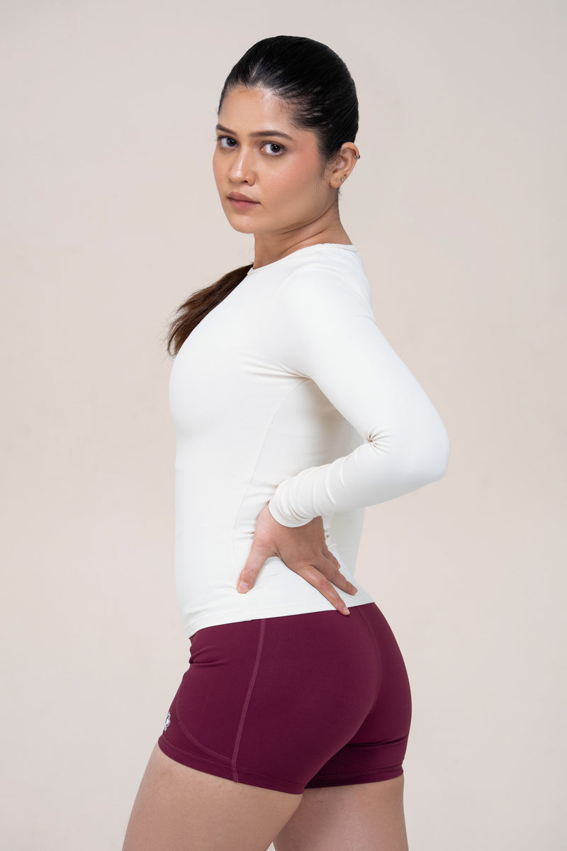 Red Husky Compression Shorts — Burgundy — side — studio