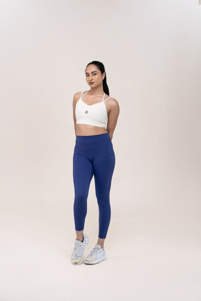 Core Flex Pocket Leggings — Navy Blue — front — studio