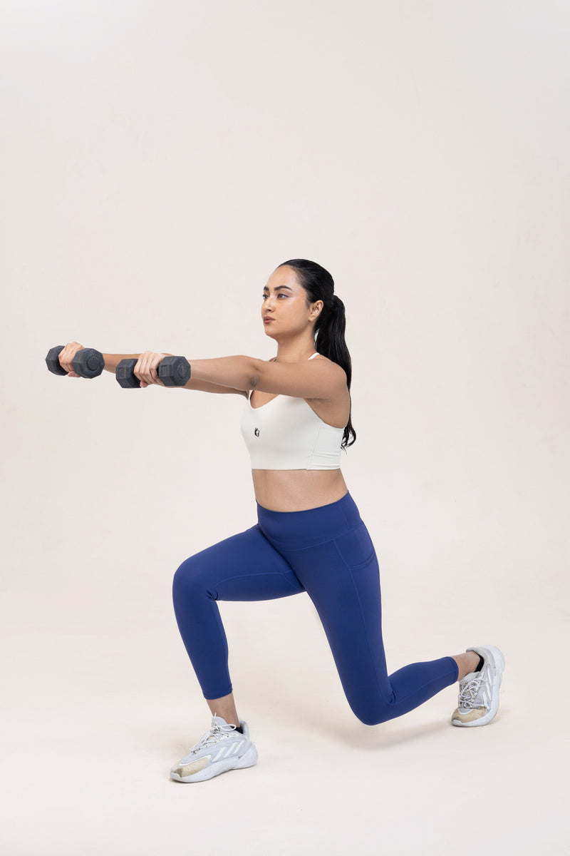 Core Flex Pocket Leggings — Navy Blue — lifestyle — studio