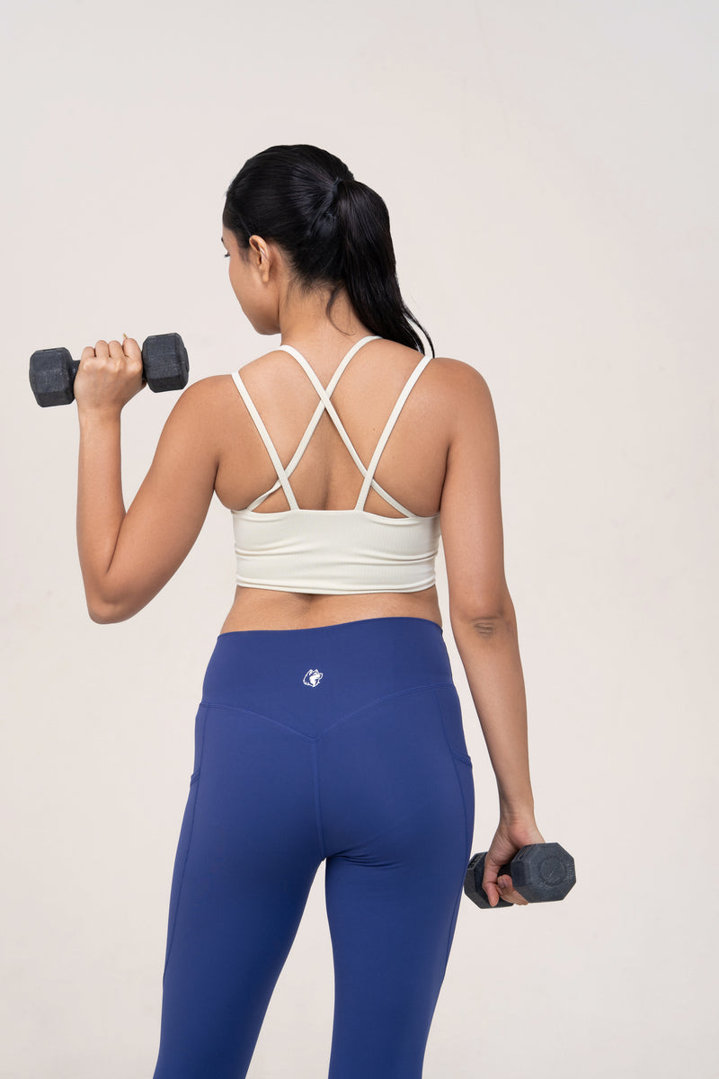 Core Flex Pocket Leggings — Navy Blue — back — studio