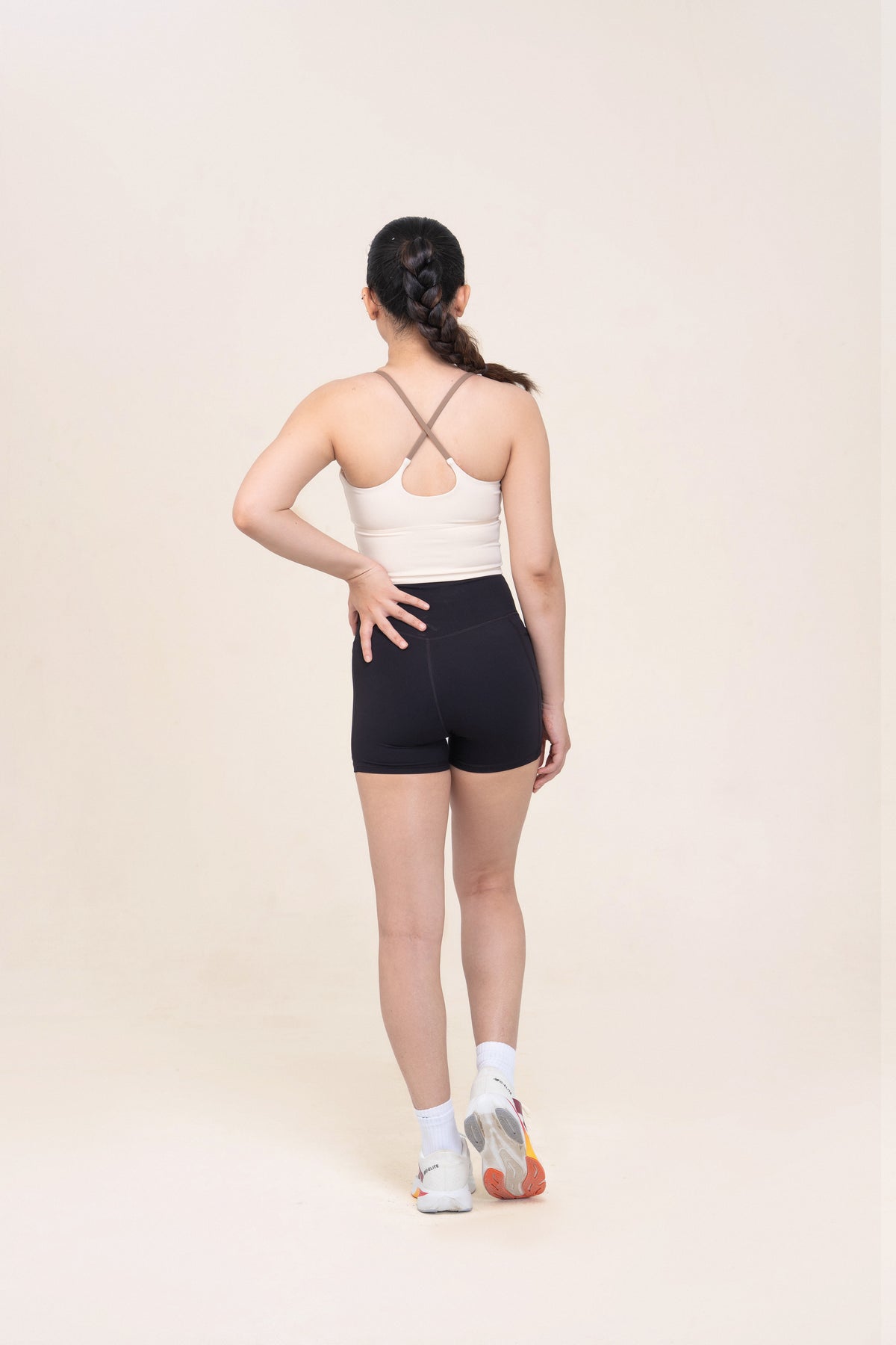 Red Husky Sculpt Activewear Vest — Ivory White — back — studio