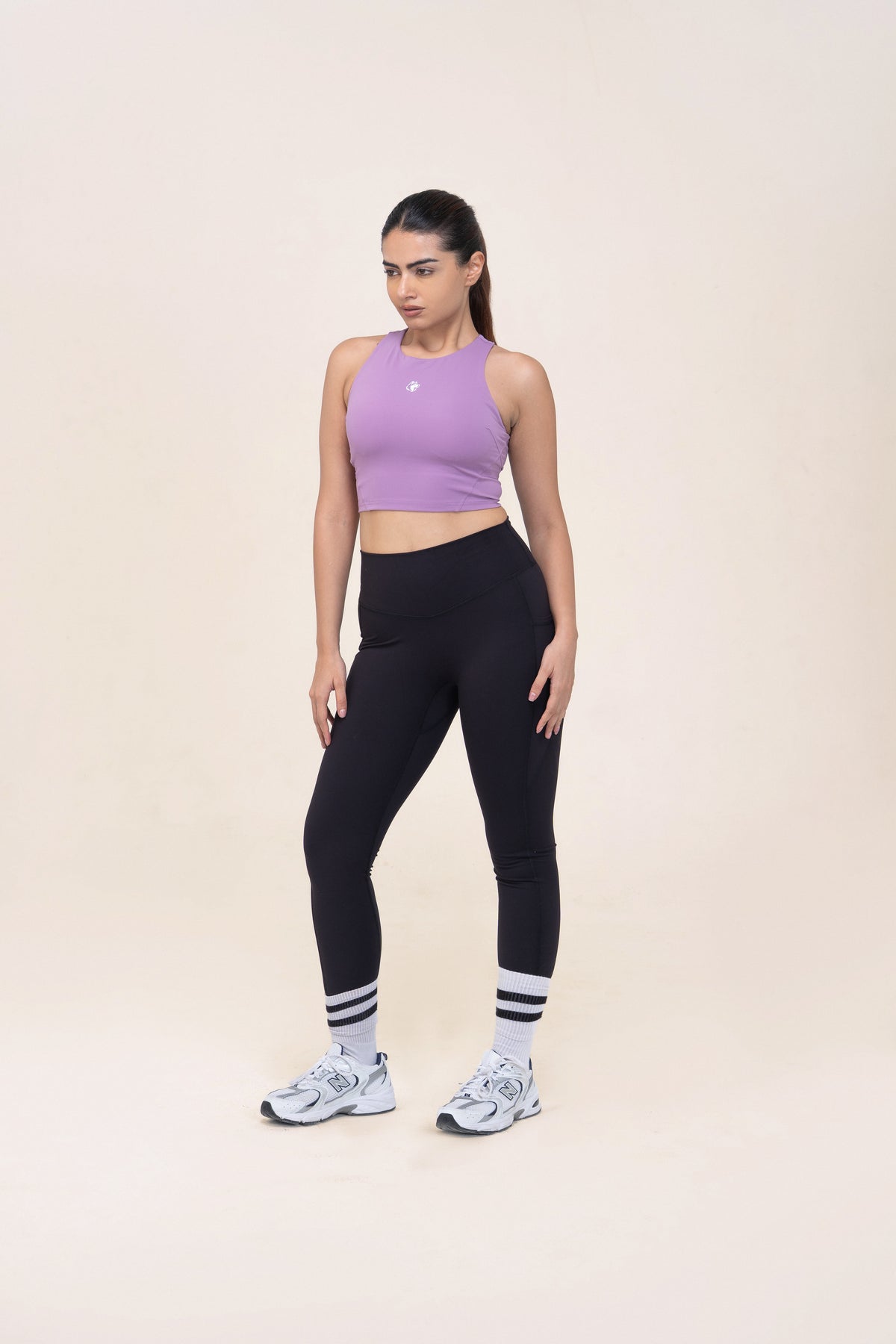 Red Husky High Neck Sculpt Tank — Taro Purple — front — studio