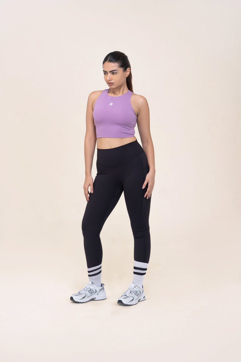 Red Husky High Neck Sculpt Tank — Taro Purple — front — studio