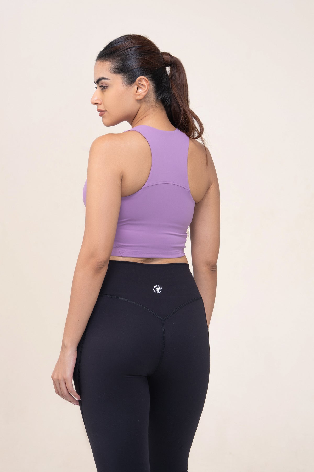 Red Husky High Neck Sculpt Tank — Taro Purple — back — studio