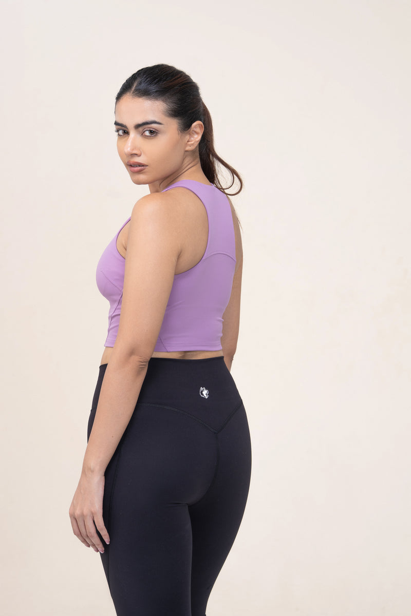 Red Husky High Neck Sculpt Tank — Taro Purple — side — studio