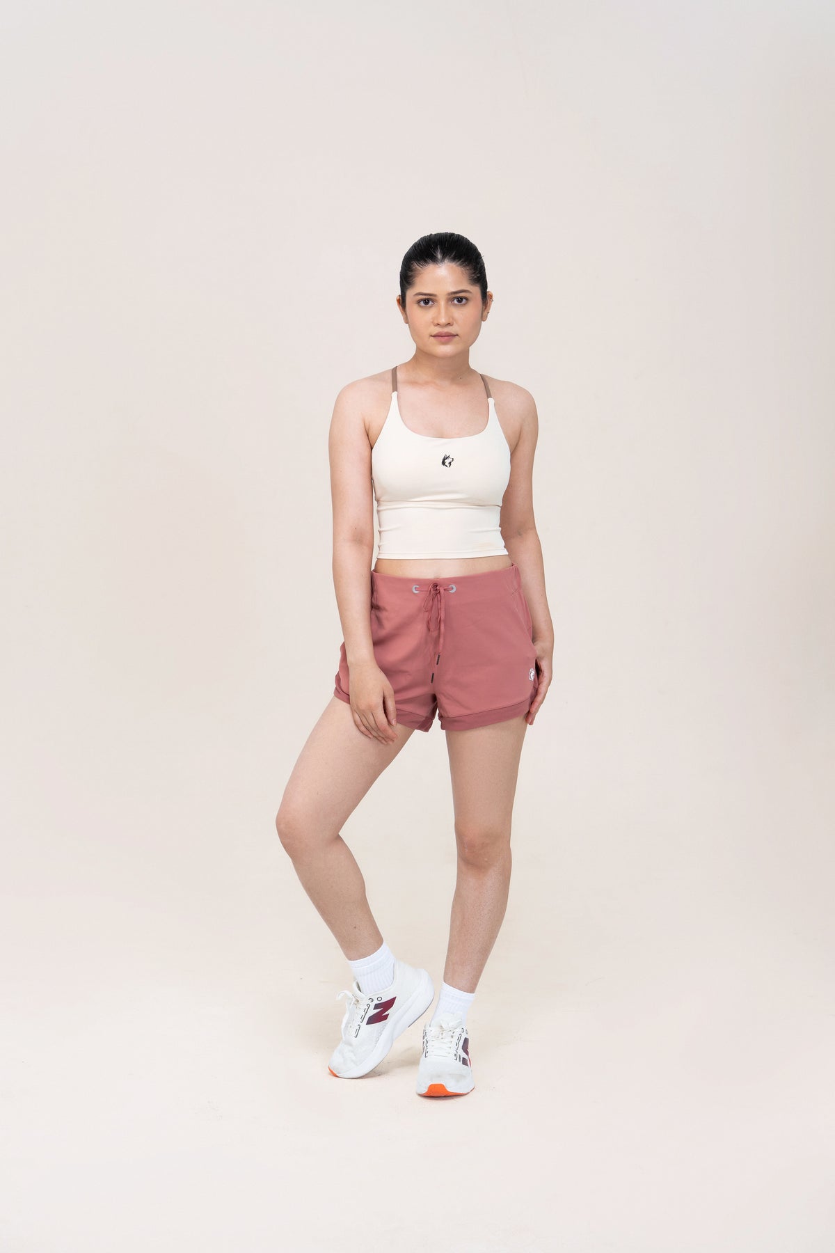 Red Husky Training Shorts — Dusty Rose — front — studio