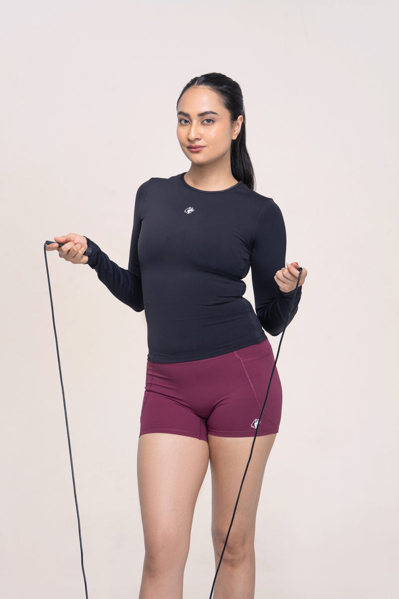 Red Husky Long Sleeve Training Top — Black — lifestyle — studio