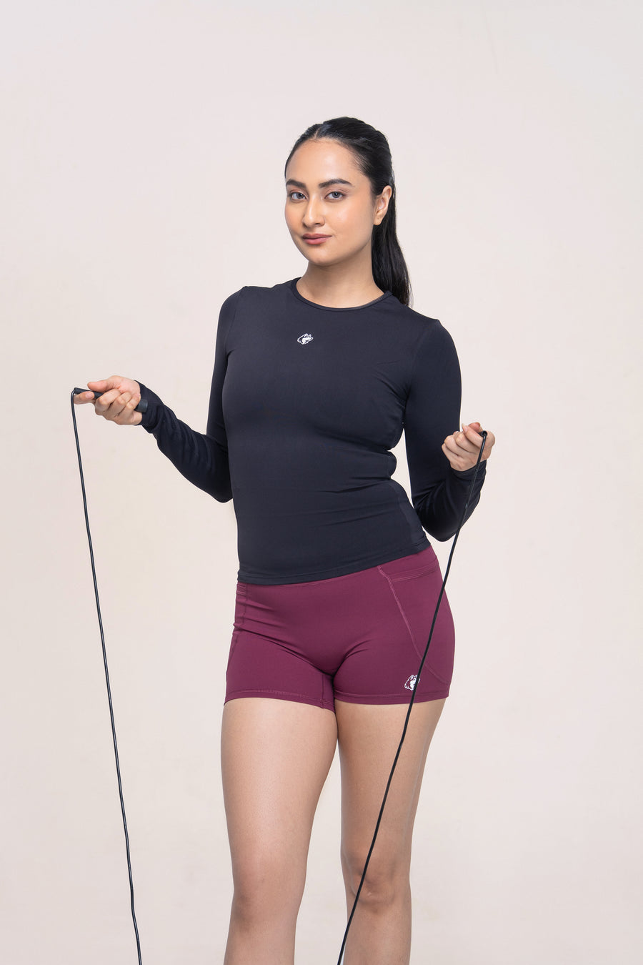 Red Husky Long Sleeve Training Top — Black — lifestyle — studio