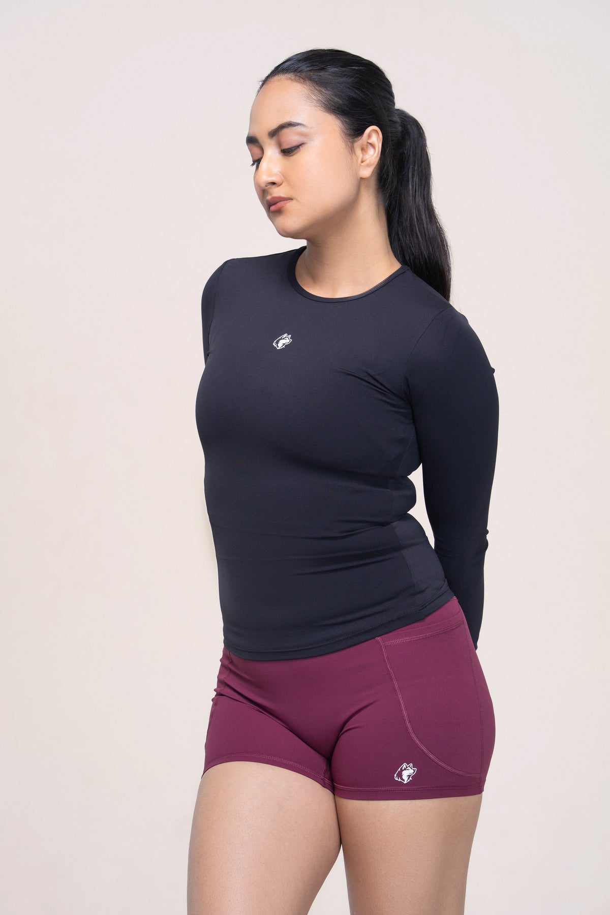 Red Husky Long Sleeve Training Top — Black — front — studio