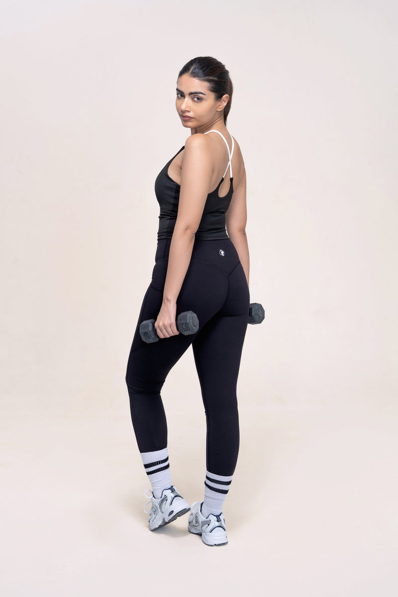Red Husky Sculpt Activewear Vest — Black — back — studio