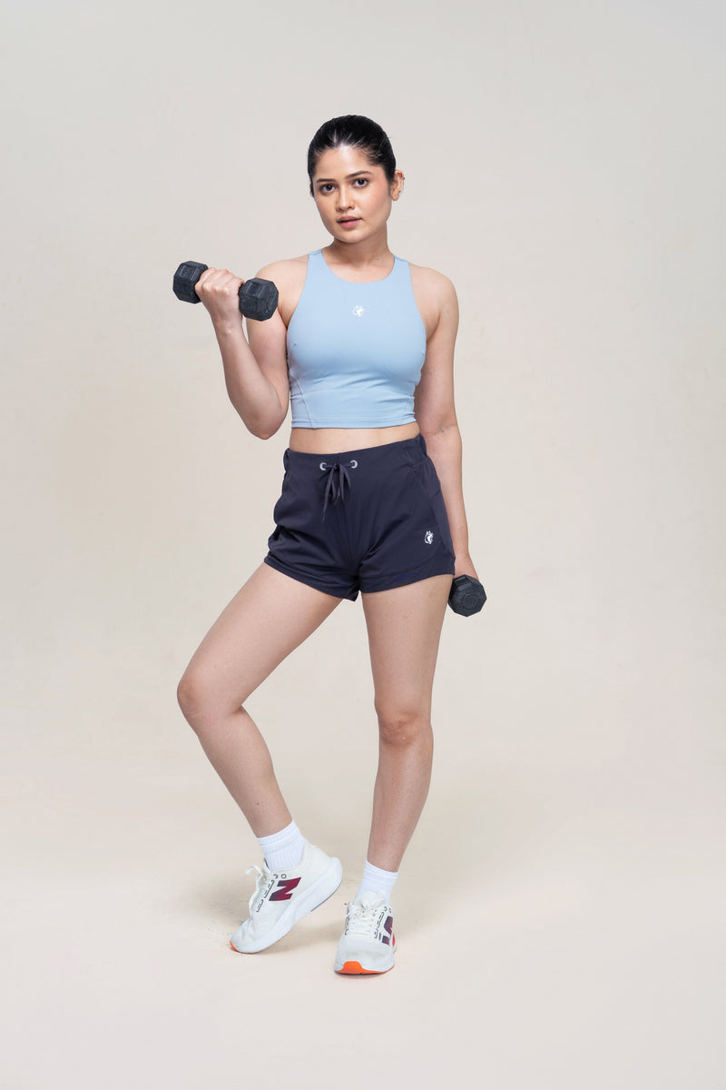 Red Husky Training Shorts — Midnight — lifestyle — studio