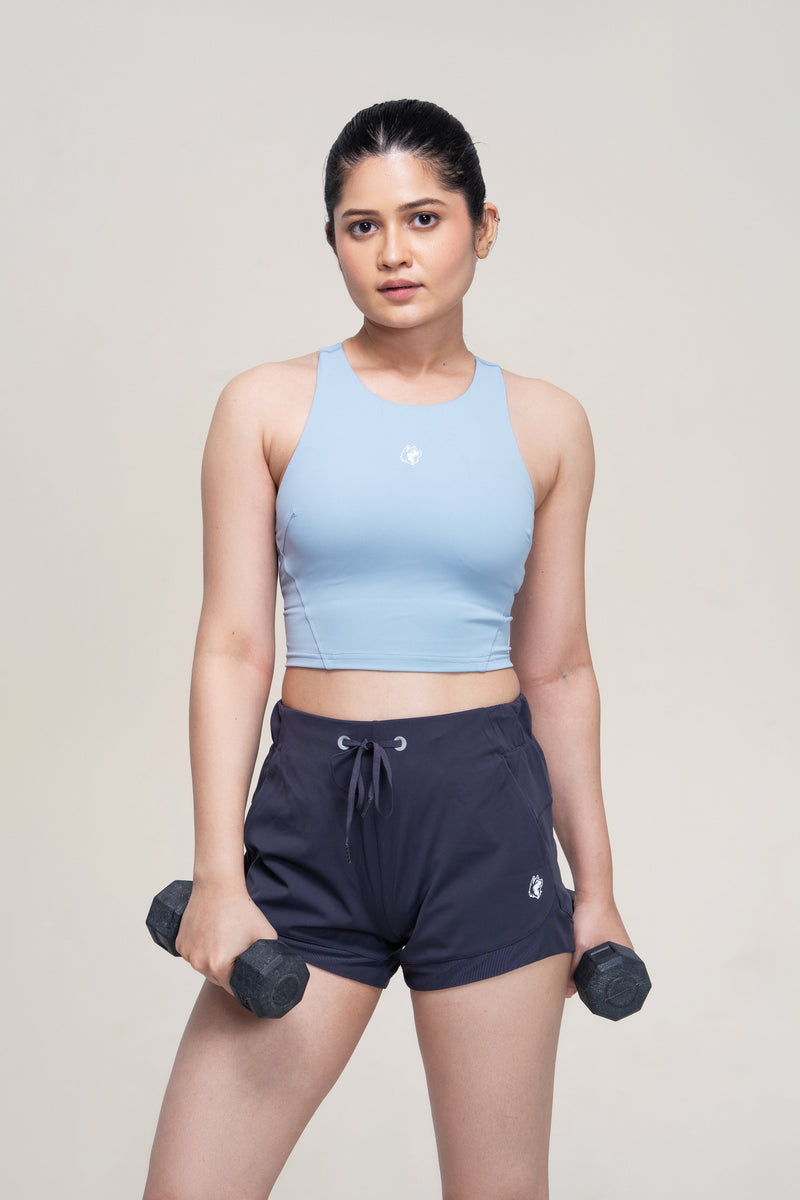 Red Husky Training Shorts — Midnight — front — studio