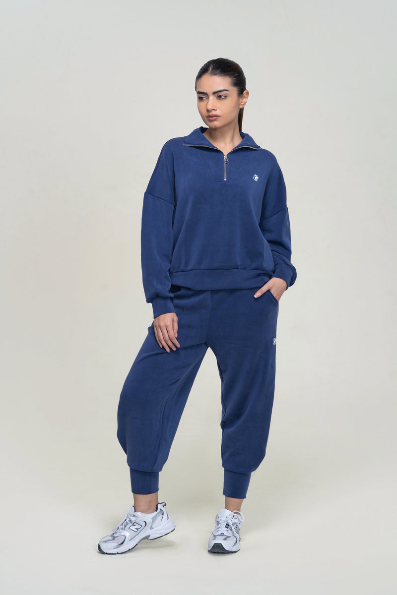 Relaxed Modal Lounge Set — Navy Blue — front — studio