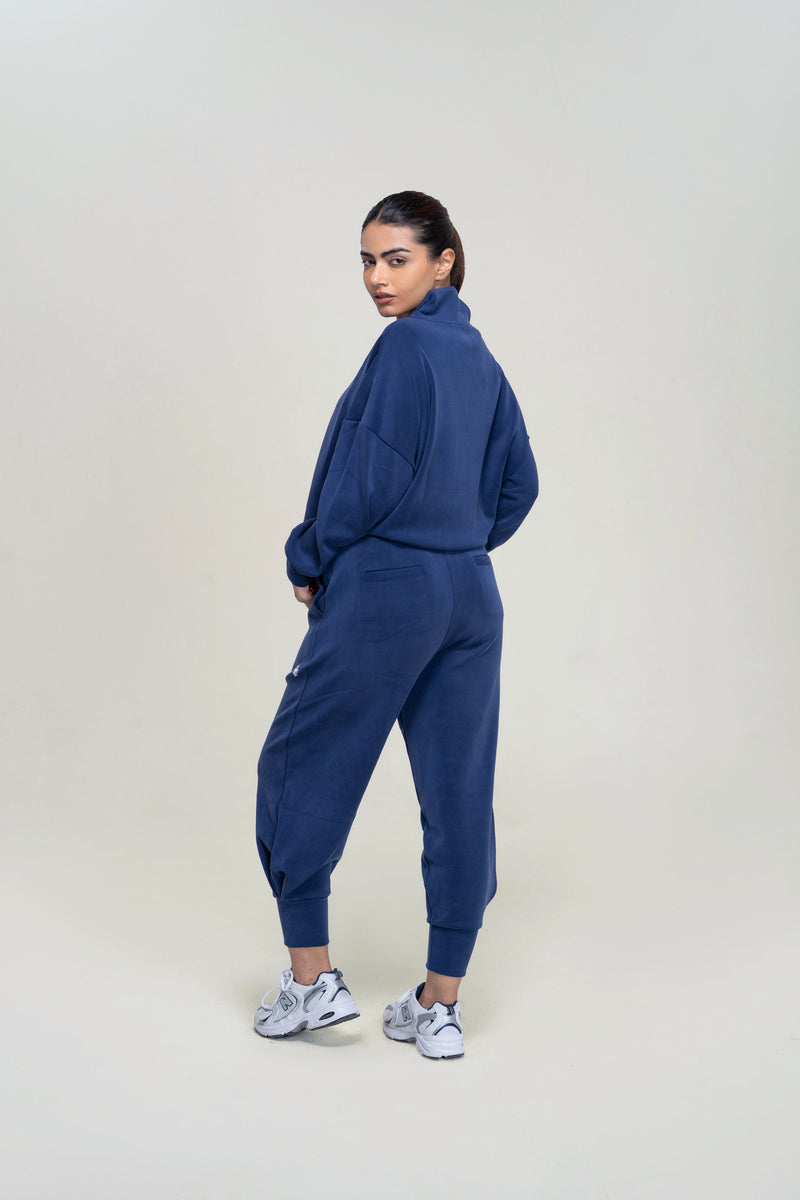 Relaxed Modal Lounge Set — Navy Blue — side — studio