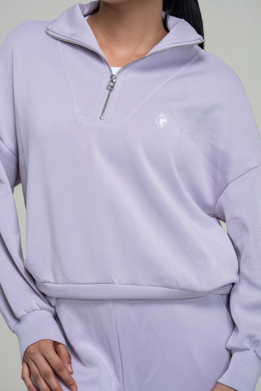 Relaxed Modal Lounge Set — Light Grey — detail — studio