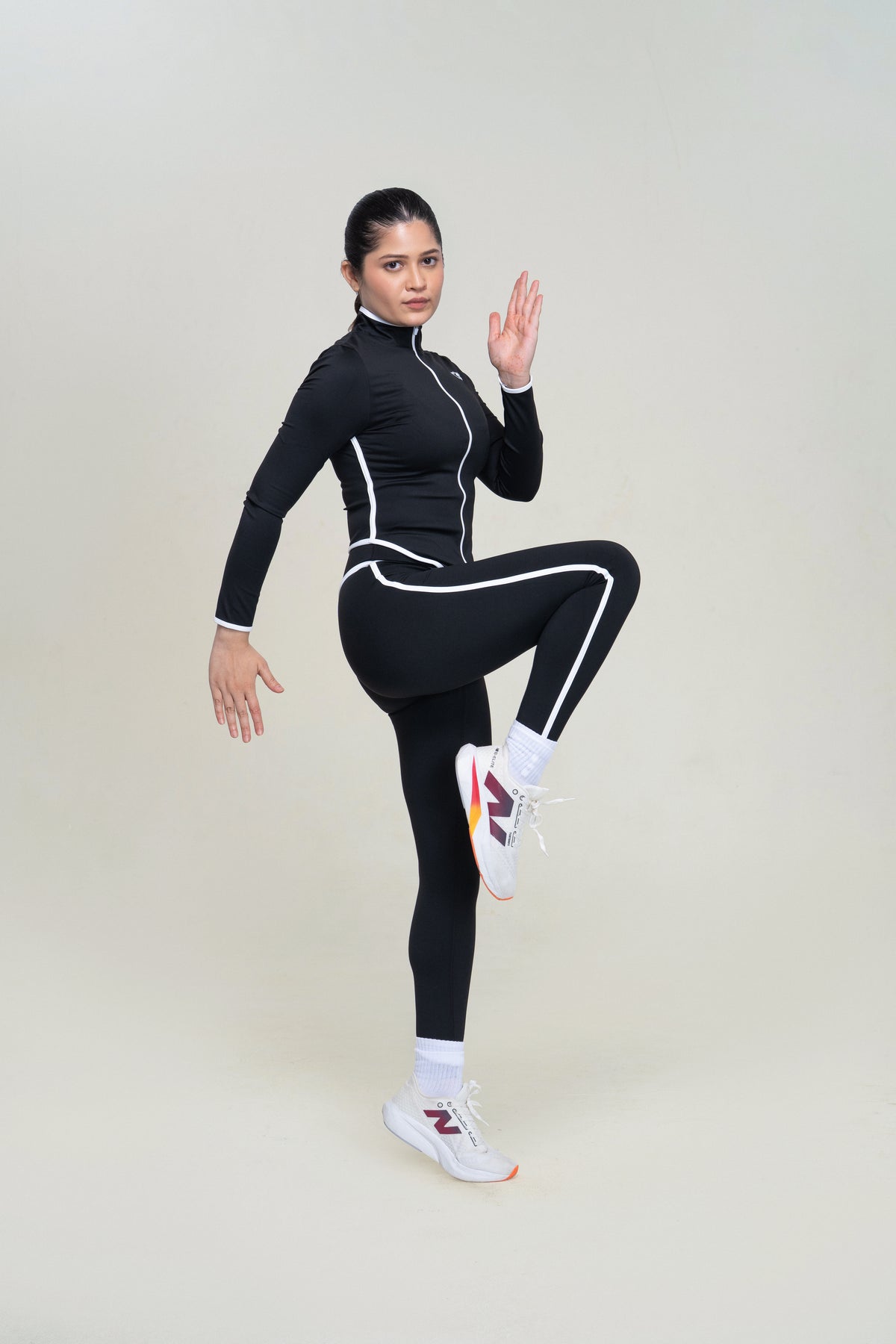 Performance Zip Jacket Set — Black — lifestyle — studio