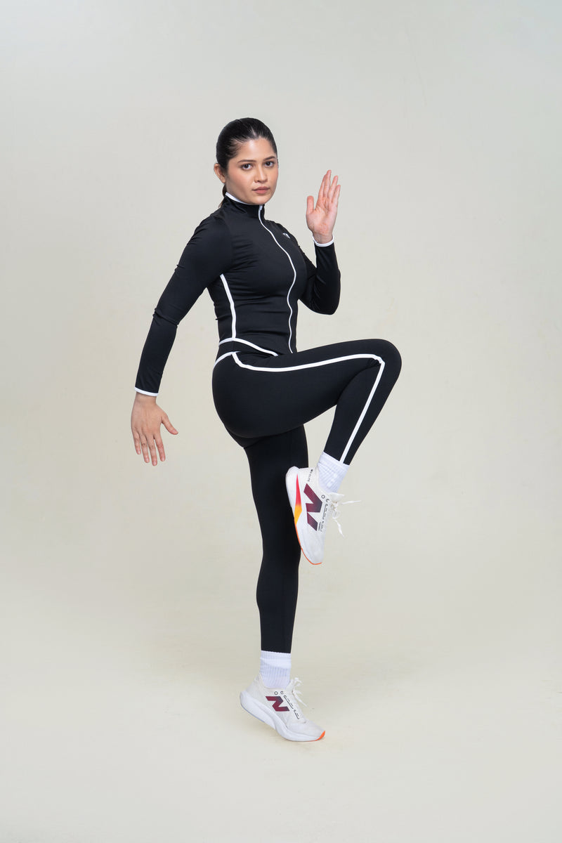 Performance Zip Jacket Set — Black — lifestyle — studio