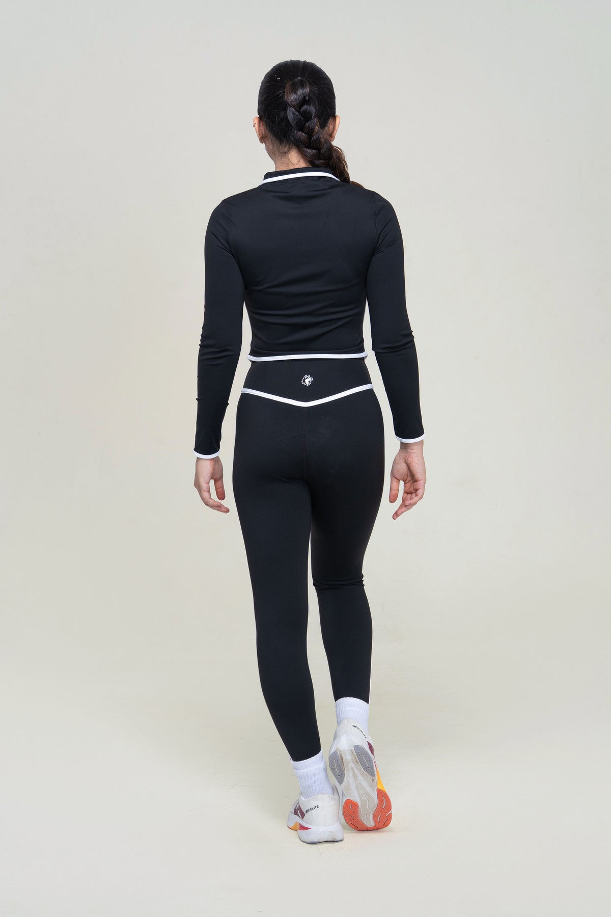 Performance Zip Jacket Set — Black — back — studio