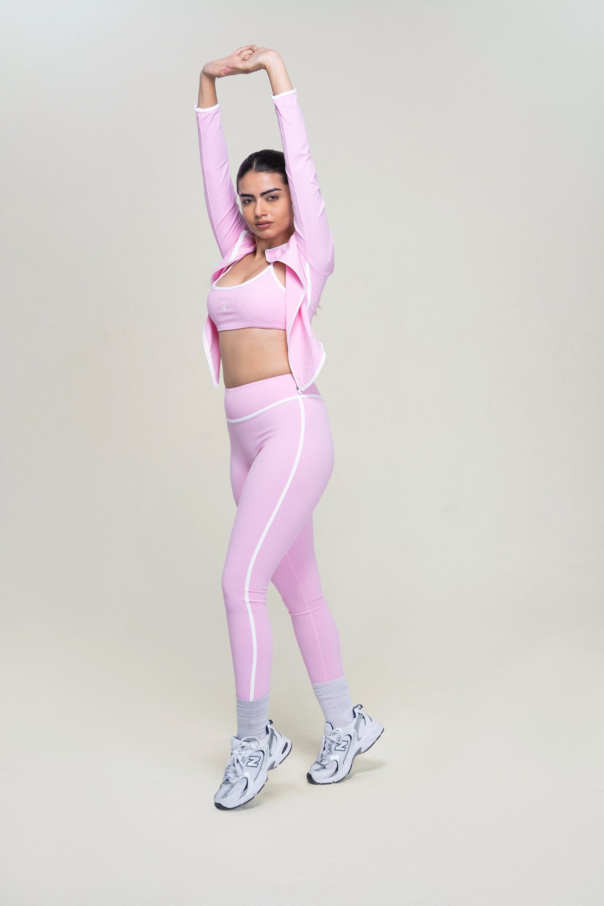 Performance Zip Jacket Set — Pink — side — studio