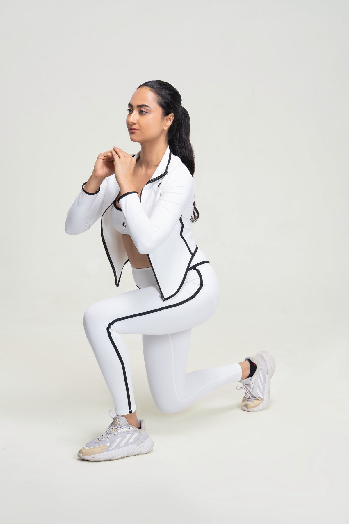 Performance Zip Jacket Set — White — lifestyle — studio