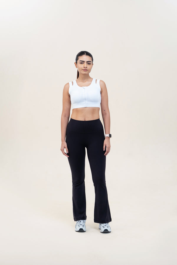 Flare Fit Sculpt Leggings — Black — front — studio