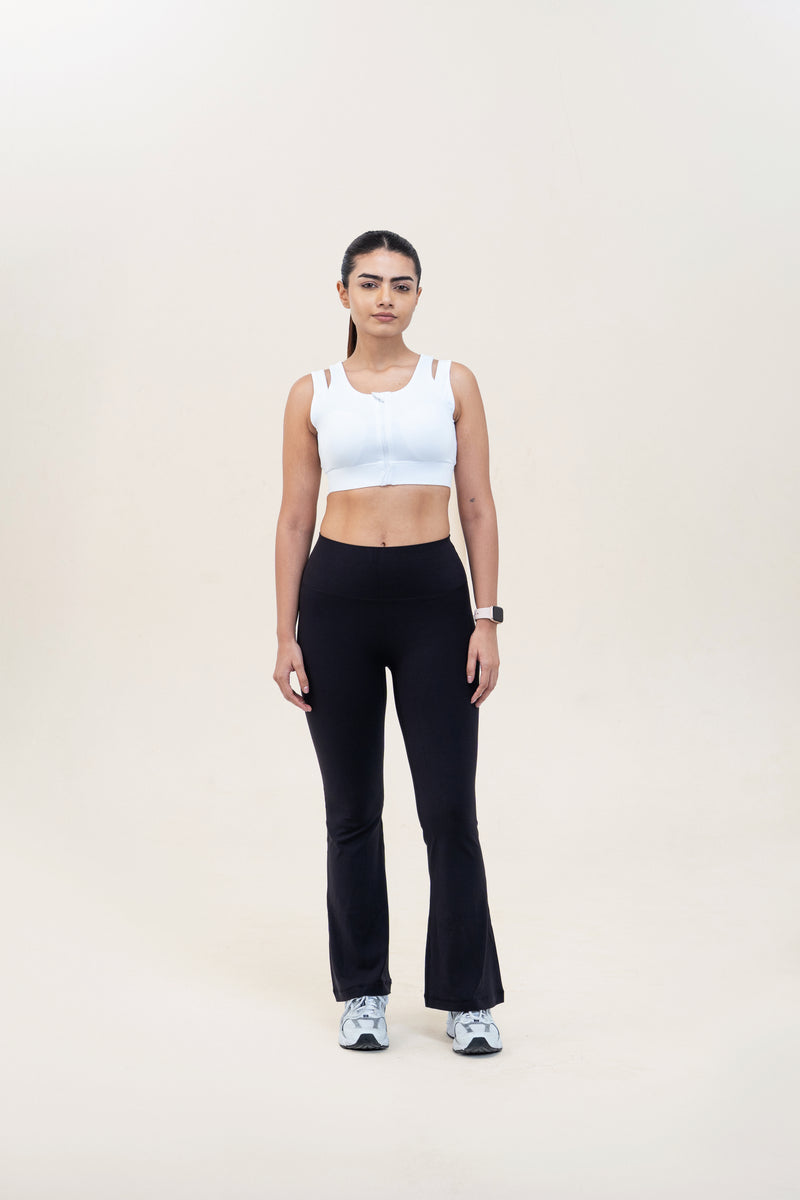 Flare Fit Sculpt Leggings — Black — front — studio