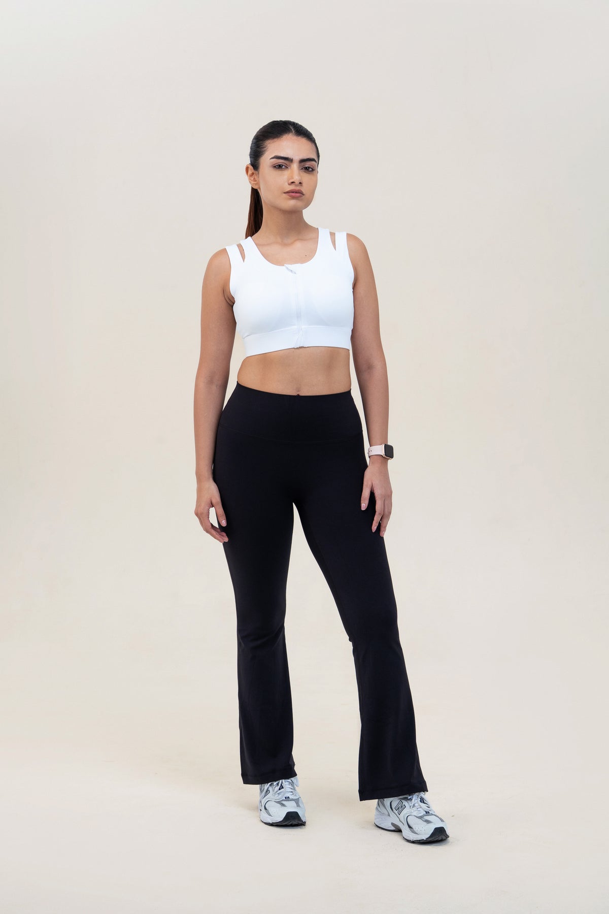 Flare Fit Sculpt Leggings — Black — side — studio